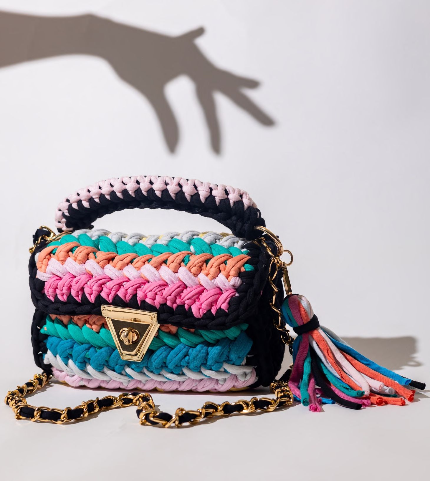 Vibrant Multicolour Crochet Sling Bag for Style